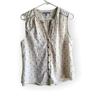 Daniel Rainn Sleevless Lined‎ Polka Dot Button Down Top